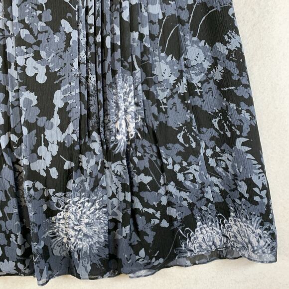 Ann Taylor Womens 100% Silk Floral Midi Skirt Sz 0 Dark Romantic Pleated Office - Picture 4 of 13